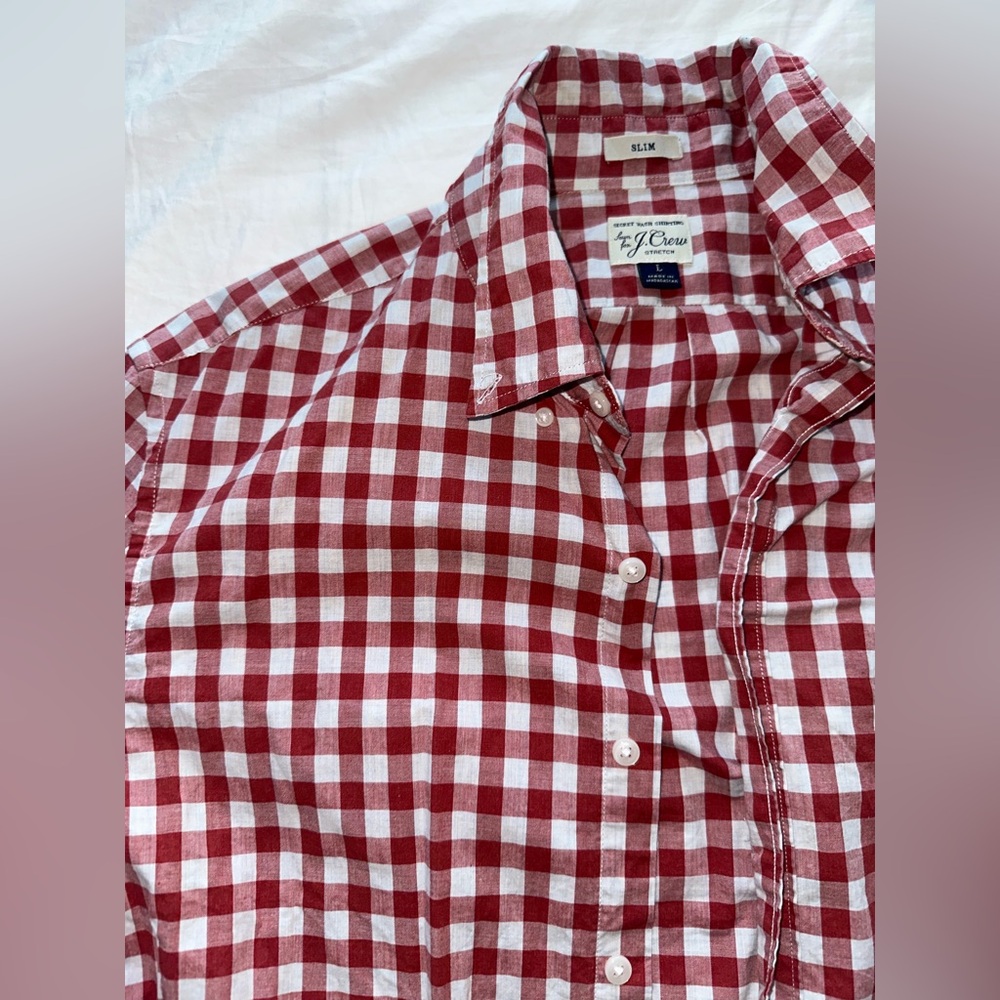 Jcrew Button Downred And White Gingham - image 2